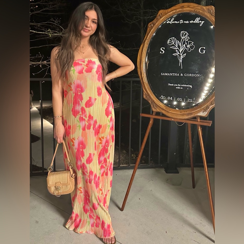 Vibrant Pink and Yellow Maxi Dress